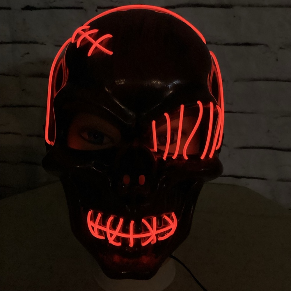 Skeleton LED Light up Halloween Mask NEW! Scary Spooky Mask
